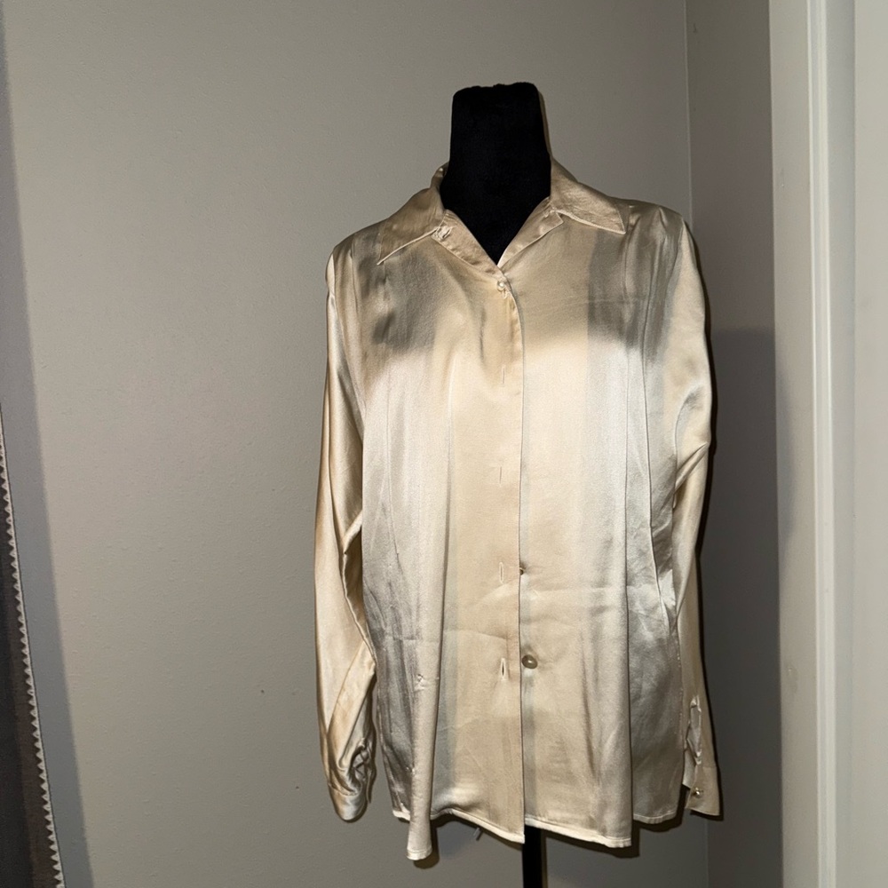 Vintage Ann Taylor Sill Cream Blouse 6